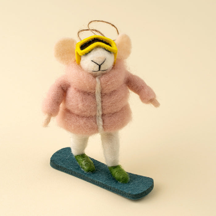 Felt Mouse Ornament - Snowboard Sadie