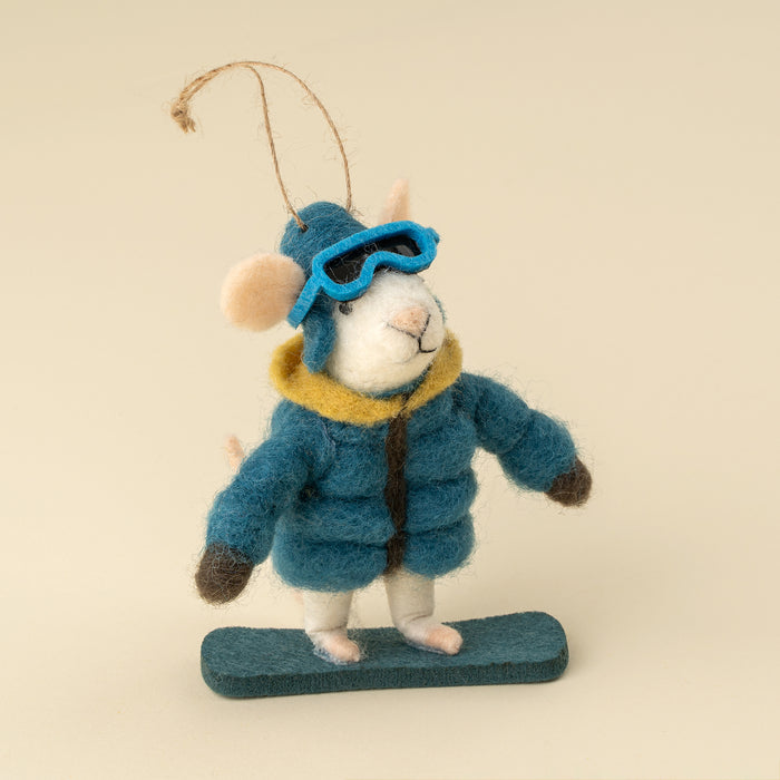 Felt Mouse Ornament - Snowboard Sidney