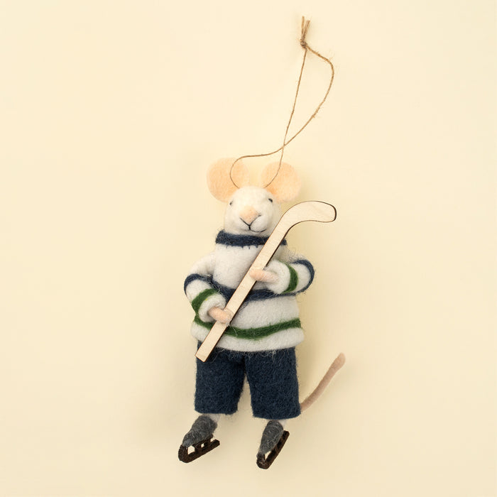 Felt Mouse Ornament - Hockey Hal