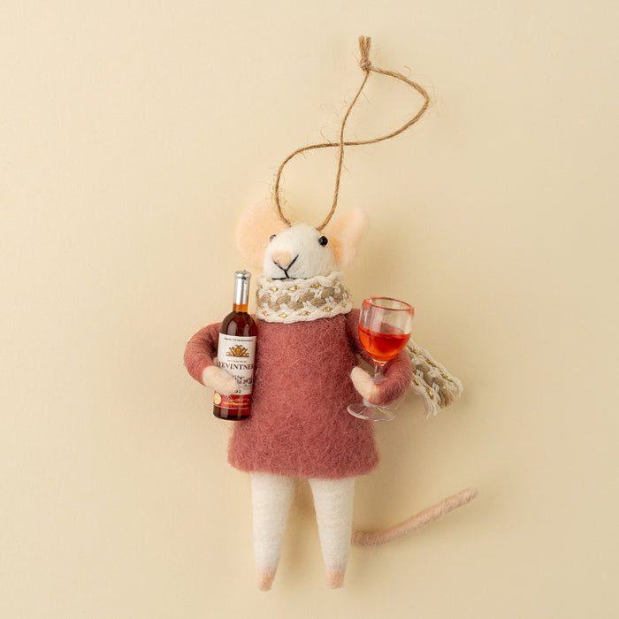 Felt Mouse Ornament - Merlot Millie