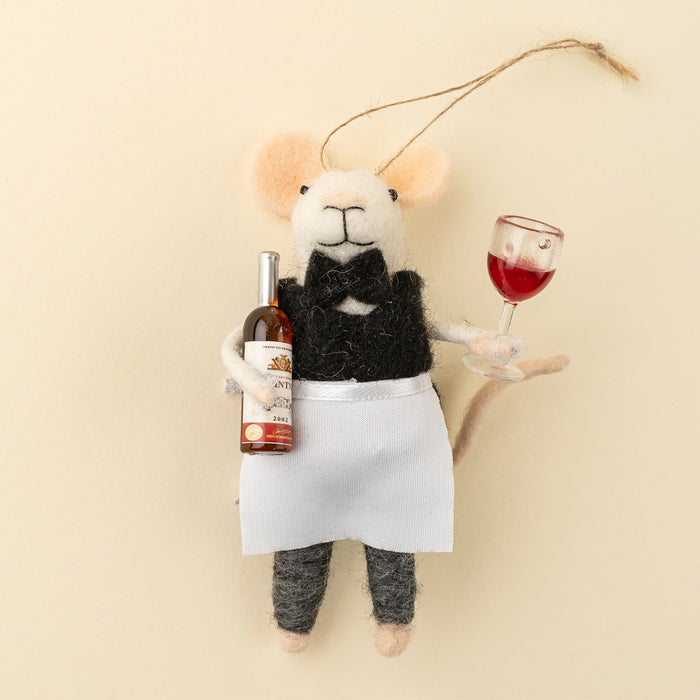 Felt Mouse Ornament - Sommelier Sam