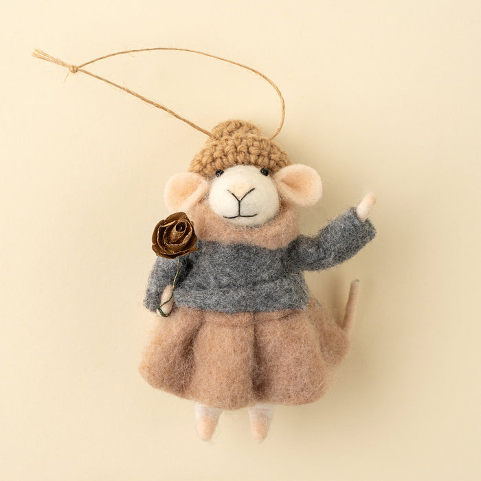 Felt Mouse Ornament - Gilded Rose Greta