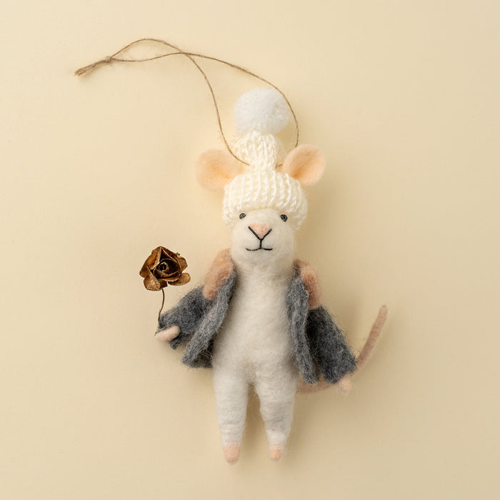 Felt Mouse Ornament - Gilded Rose Glen