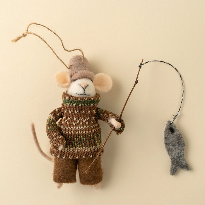 Felt Mouse Ornament - Fisherman Frank