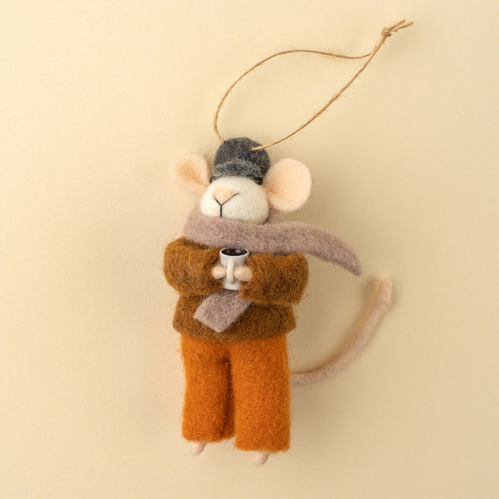 Felt Mouse Ornament - Cappuccino Carl