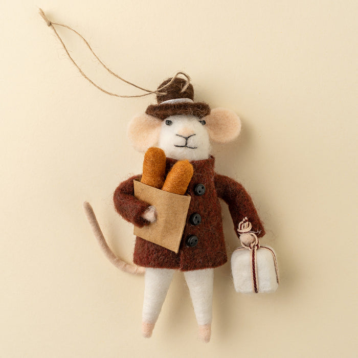 Felt Mouse Ornament - Baguette Benoit
