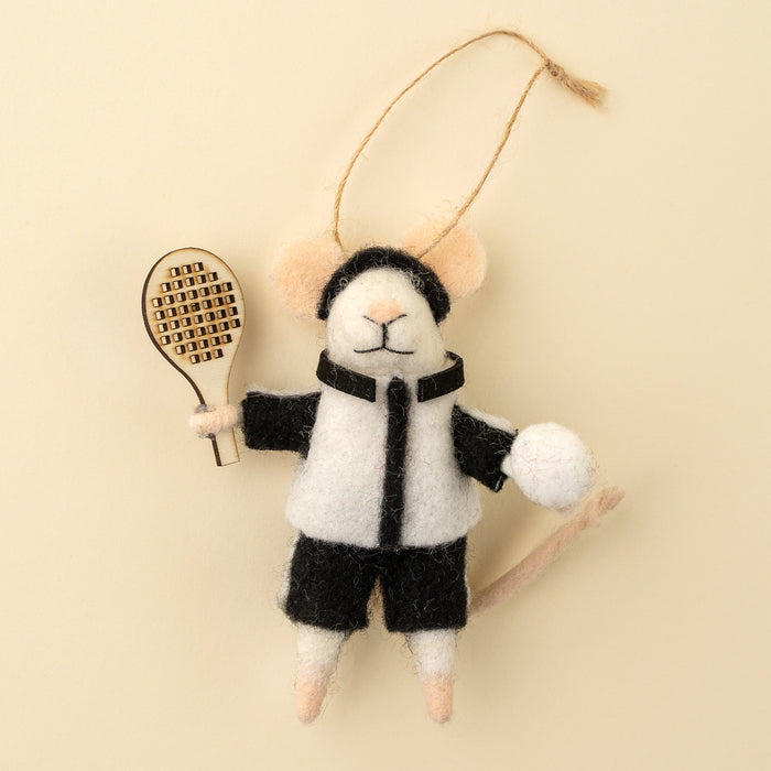 Felt Mouse Ornament - Pickleball Percy