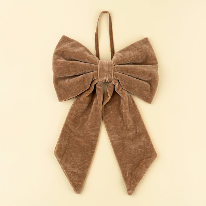 Large Velvet Bow - Latte