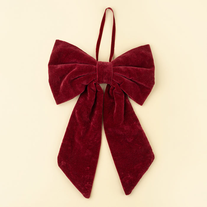 Large Velvet Bow - Crimson Red