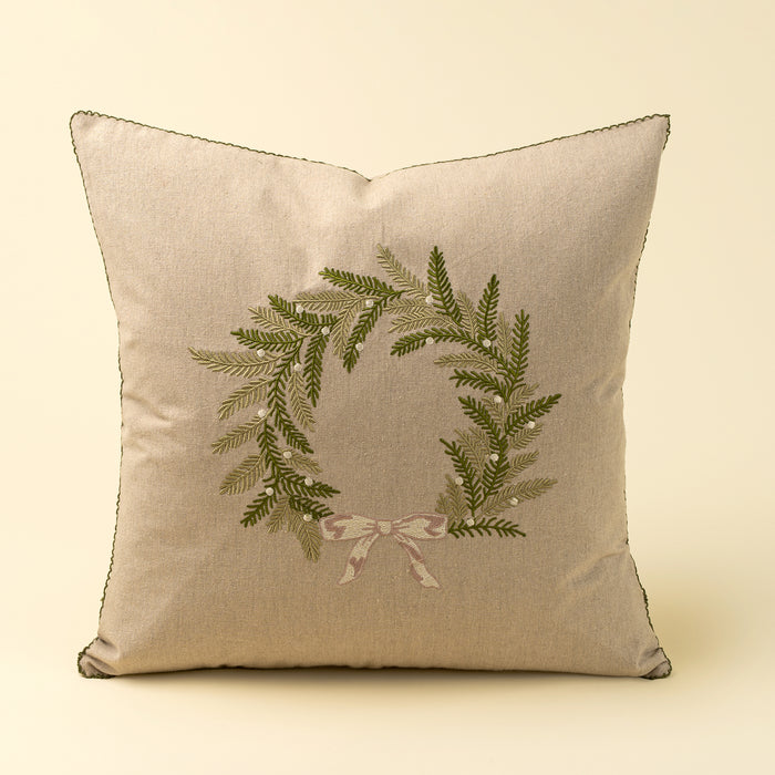 20" x 20" Embroidered Wreath Pillow