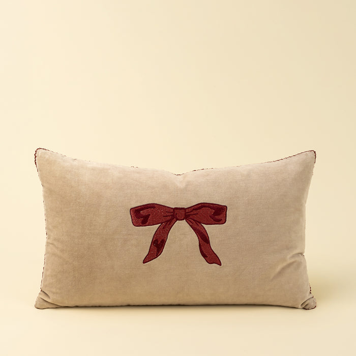 21" x 12" Velvet Bow Pillow