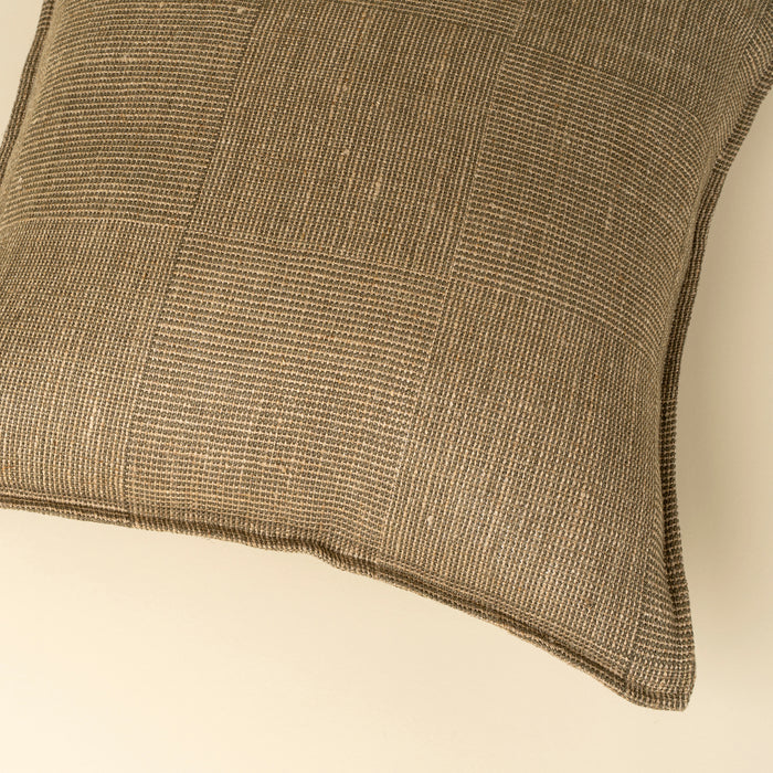 20" x 20" Patch Weave Linen Pillow - Olive