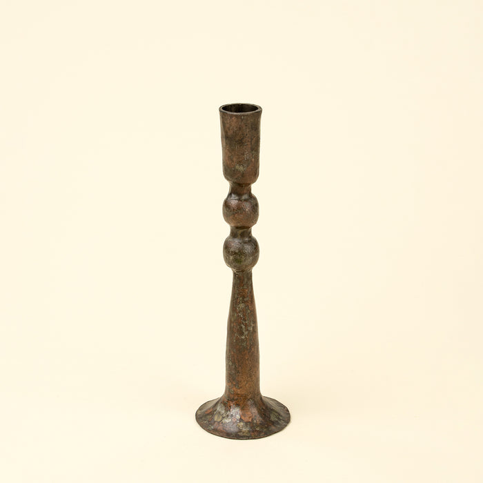 Large Caldera Forged Candlestick - Rustic Brass