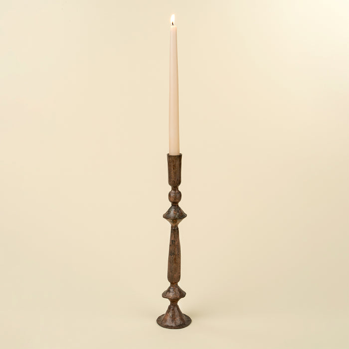 Large Petra Forged Candlestick - Rustic Brass