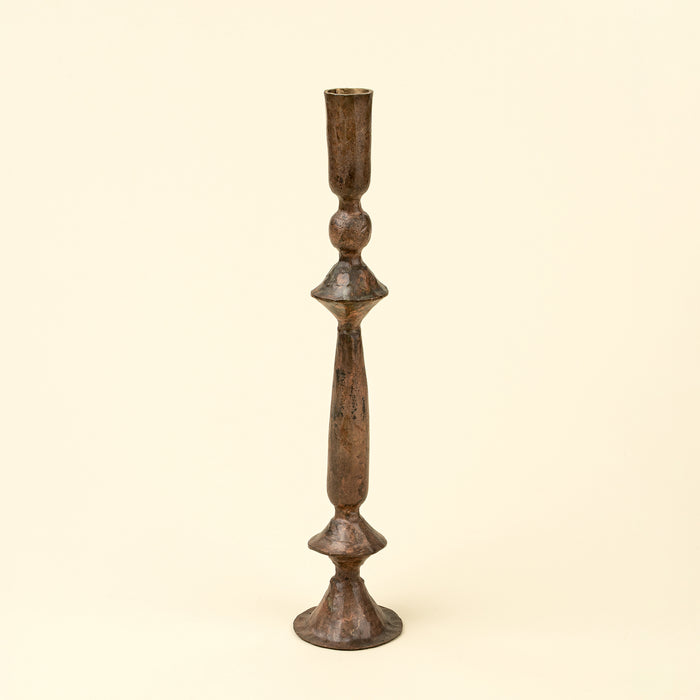 Large Petra Forged Candlestick - Rustic Brass