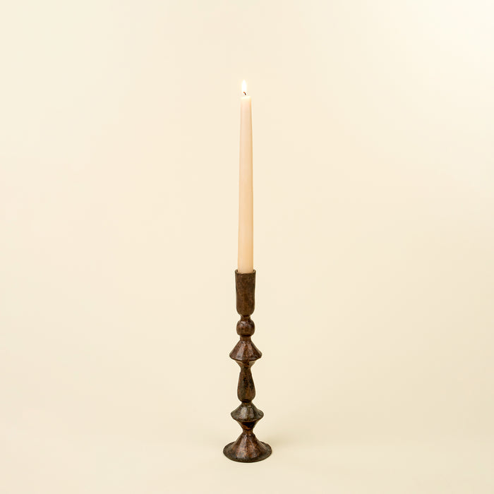 Small Petra Forged Candlestick - Rustic Brass