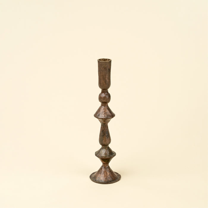 Small Petra Forged Candlestick - Rustic Brass