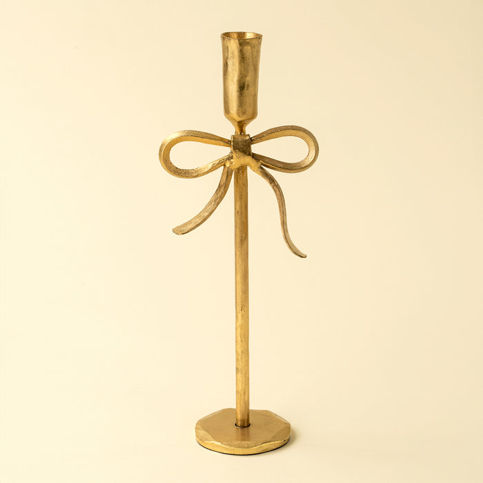 Large Bow Forged Candlestick - Gold