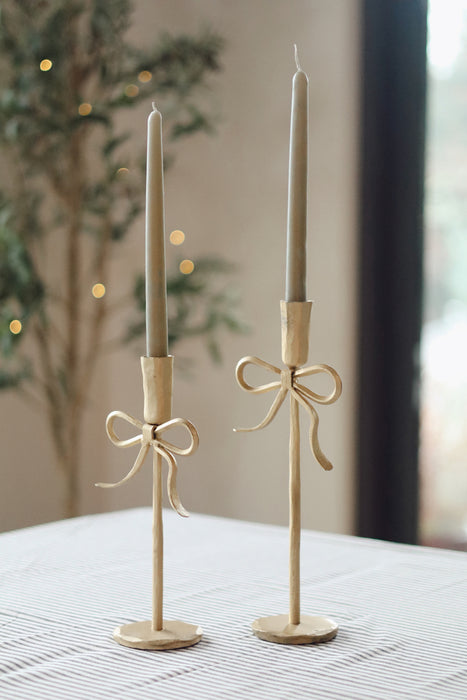 Medium Bow Forged Candlestick - Gold