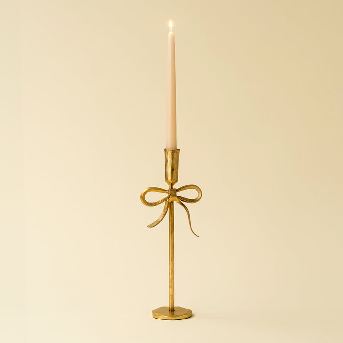 Large Bow Forged Candlestick - Gold