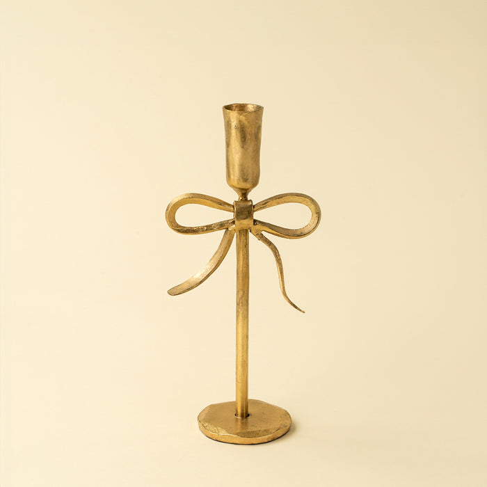 Medium Bow Forged Candlestick - Gold