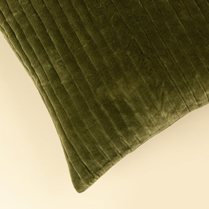 20" x 20" Velvet Stripe Pillow - Moss