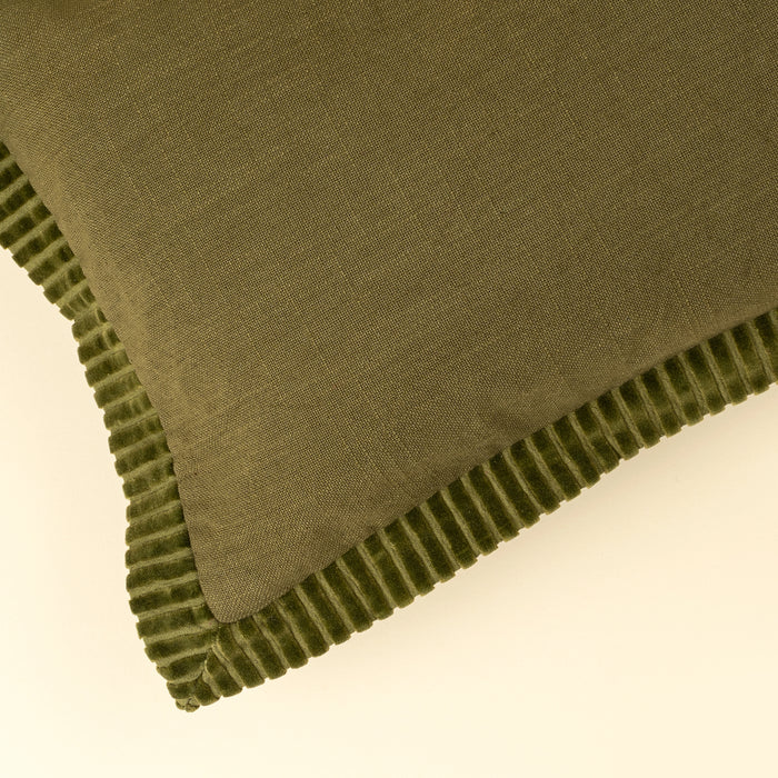 21" x 12" Corded Velvet edge Pillow - Moss