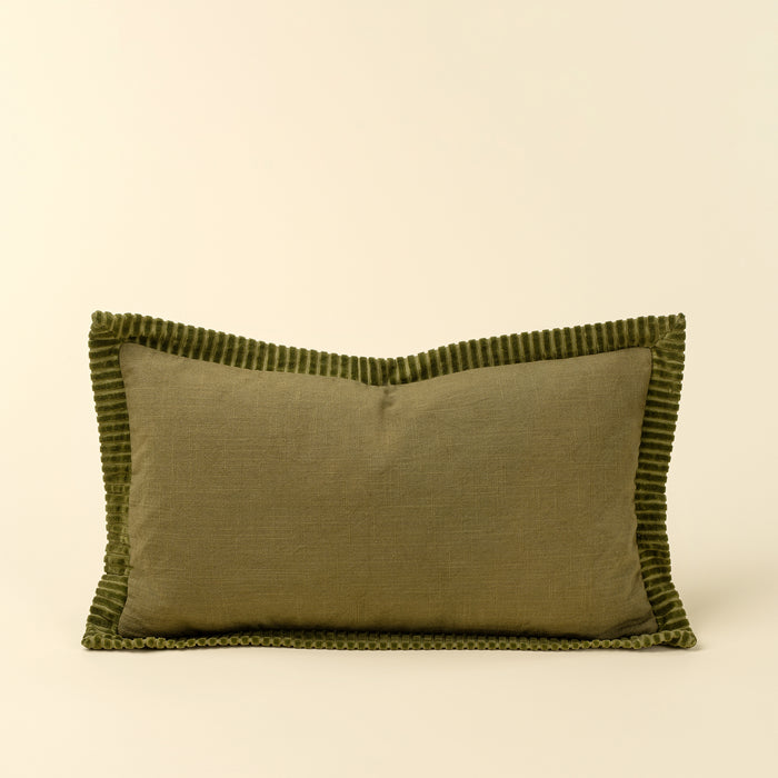 21" x 12" Corded Velvet edge Pillow - Moss