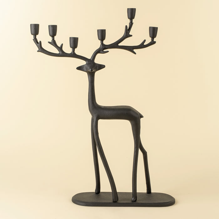 Nordic Stag Candle Holder - Black