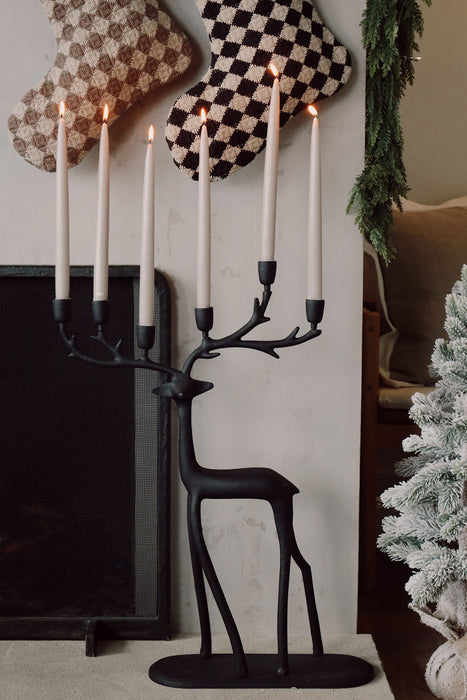 Nordic Stag Candle Holder - Black