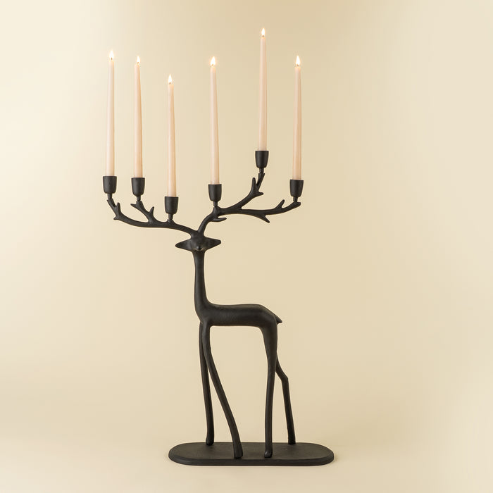 Nordic Stag Candle Holder - Black