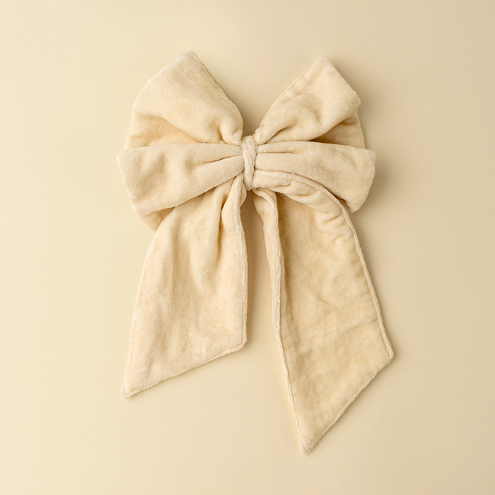 Velvet Bow Clip - Ivory