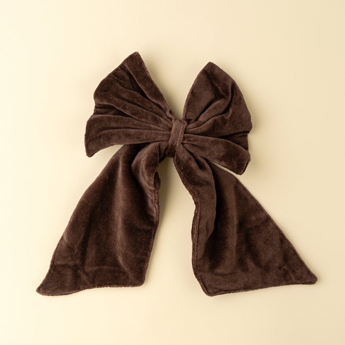 Velvet Bow Clip - Clove