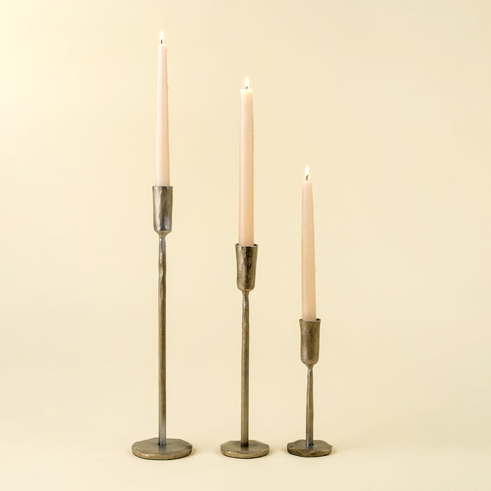Small Luna Forged Candlestick - Silver