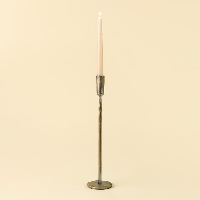 Large Luna Forged Candlestick - Silver