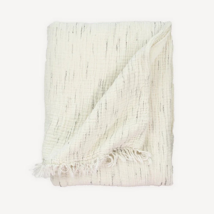 Crinkle Fleece Lined Throw - Sketched Beige
