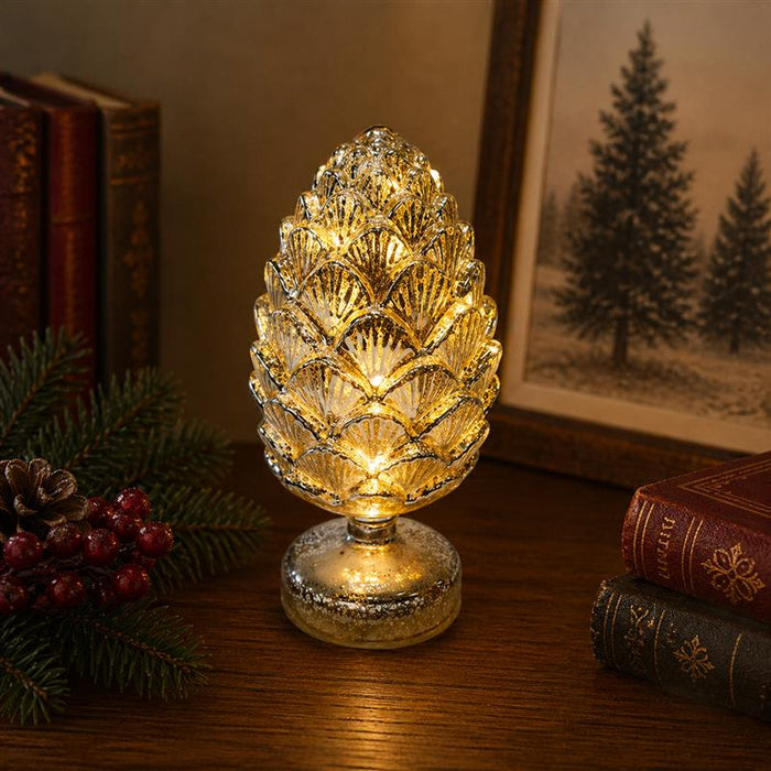Glass LED Pinecone with Stand