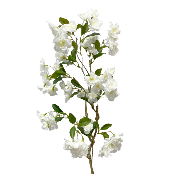 35" White Cherry Blossom Spray