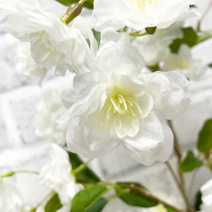 35" White Cherry Blossom Spray