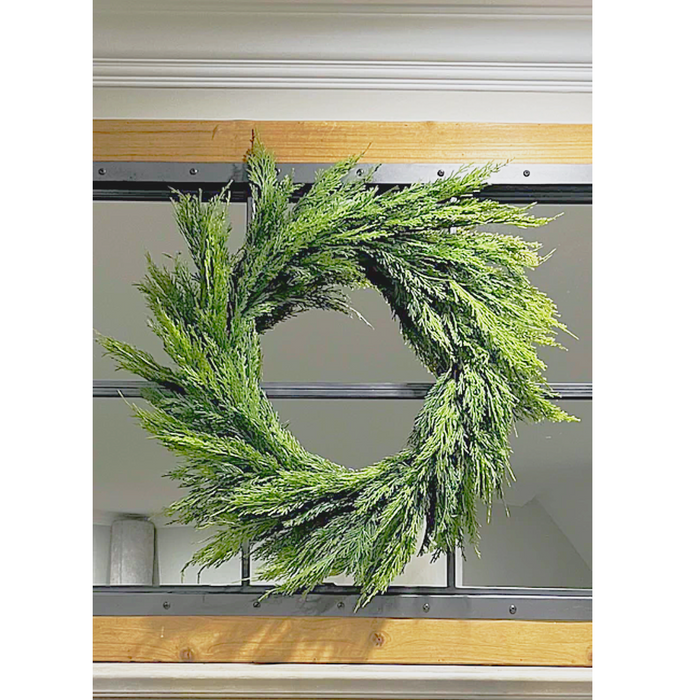 30 Inch Fresh Touch Whispy Cedar Wreath