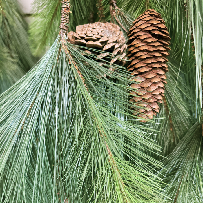 48 Inch-Long Needle Mixed Pine Multi Vine Garland With Pine Cones