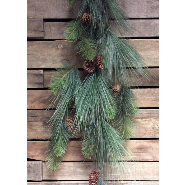 48 Inch-Long Needle Mixed Pine Multi Vine Garland With Pine Cones