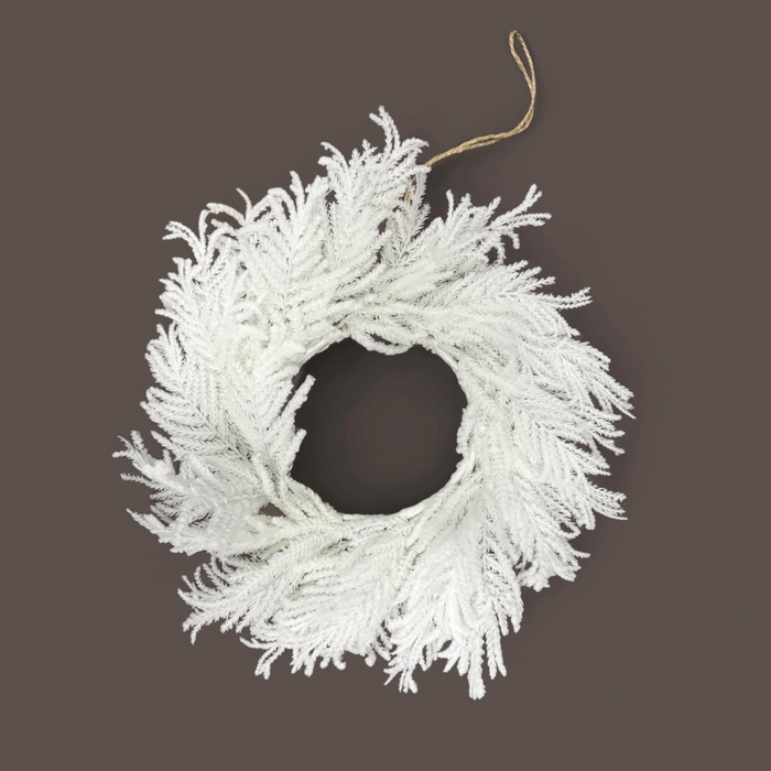 14" Fresh Touch Winter Snowy Cedar Wreath