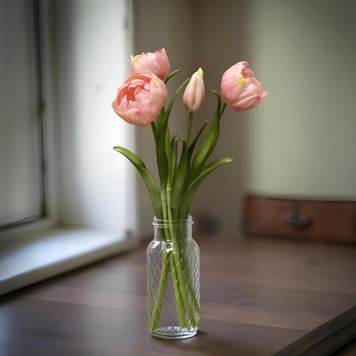 18" Fresh Touch Double Peony Tulip Bundle - Pink