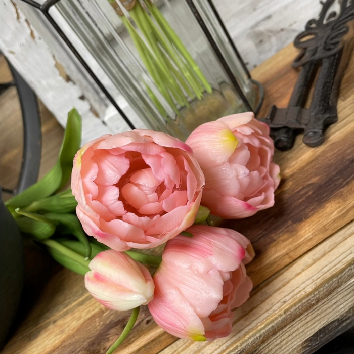 18" Fresh Touch Double Peony Tulip Bundle - Pink