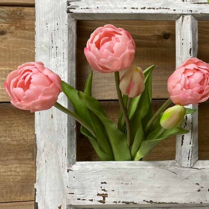 18" Fresh Touch Double Peony Tulip Bundle - Pink