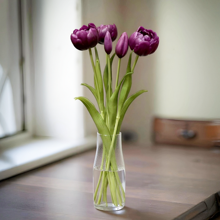 18" Fresh Touch Double Peony Tulip Bundle - Purple