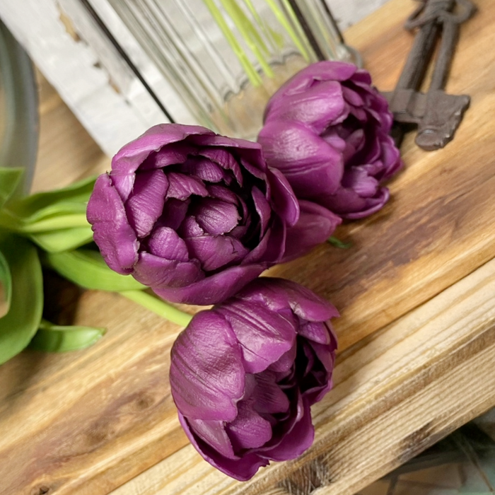 18" Fresh Touch Double Peony Tulip Bundle - Purple
