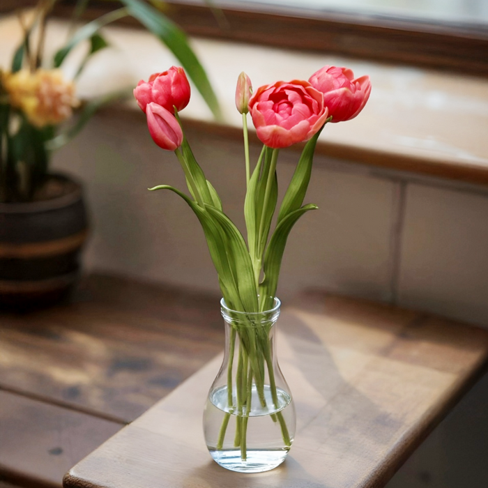 18" Fresh Touch Double Peony Tulip Bundle - Rose