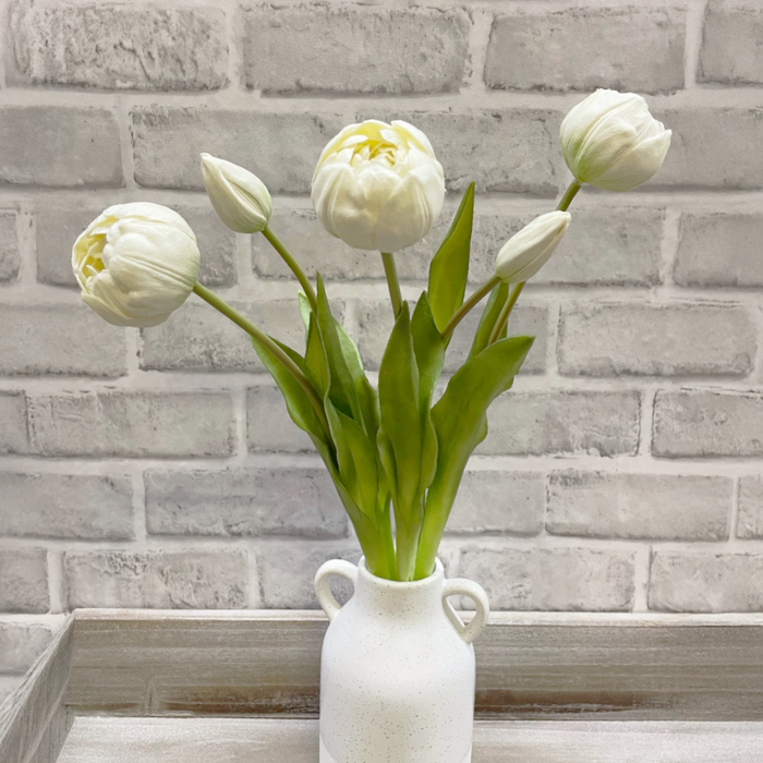 18" Fresh Touch Double Peony Tulip Bundle - White